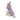 Dog wearing a purple hooded towel on a white background