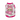 Pink and white pet outfit with cartoon character and heart patterns on a white background