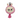 Pink plush toy with a cartoon face on a white background